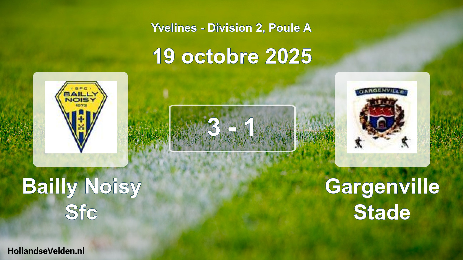 Match joué: Bailly Noisy Sfc - Gargenville Stade 3 - 1 (19 octobre 2025)