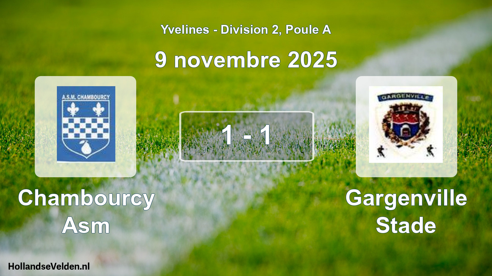 Total number of matches played: Chambourcy Asm - Gargenville Stade 1 - 1 (9 November 2025)
