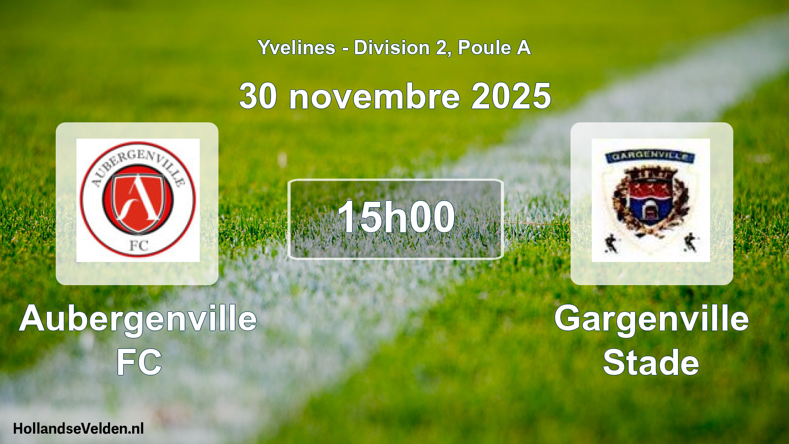 Match programmé: Aubergenville FC - Gargenville Stade (30 novembre 2025)