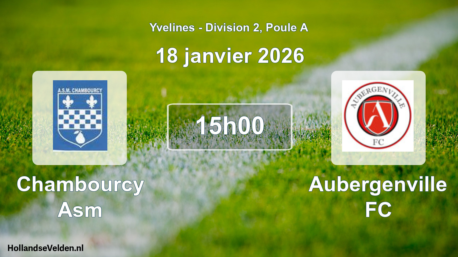 Match programmé: Chambourcy Asm - Aubergenville FC (18 janvier 2026)