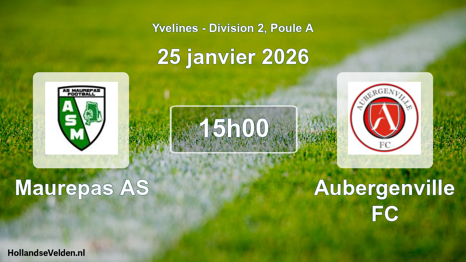 Match programmé: Maurepas AS - Aubergenville FC (25 janvier 2026)