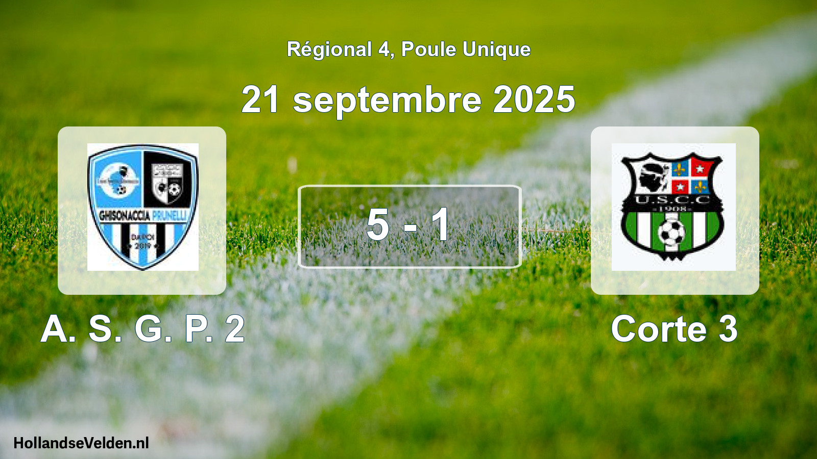 Gespeelde wedstrijd: A. S. G. P. 2 - Corte 3 5 - 1 (21 septembre 2025)