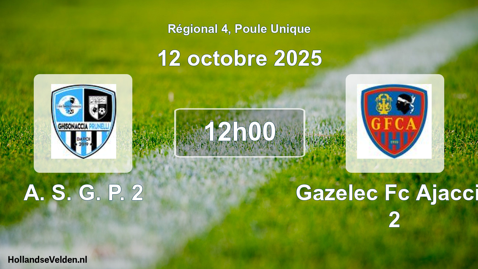 Geplande wedstrijd: A. S. G. P. 2 - Gazelec Fc Ajaccio 2 (12 oktober 2025)