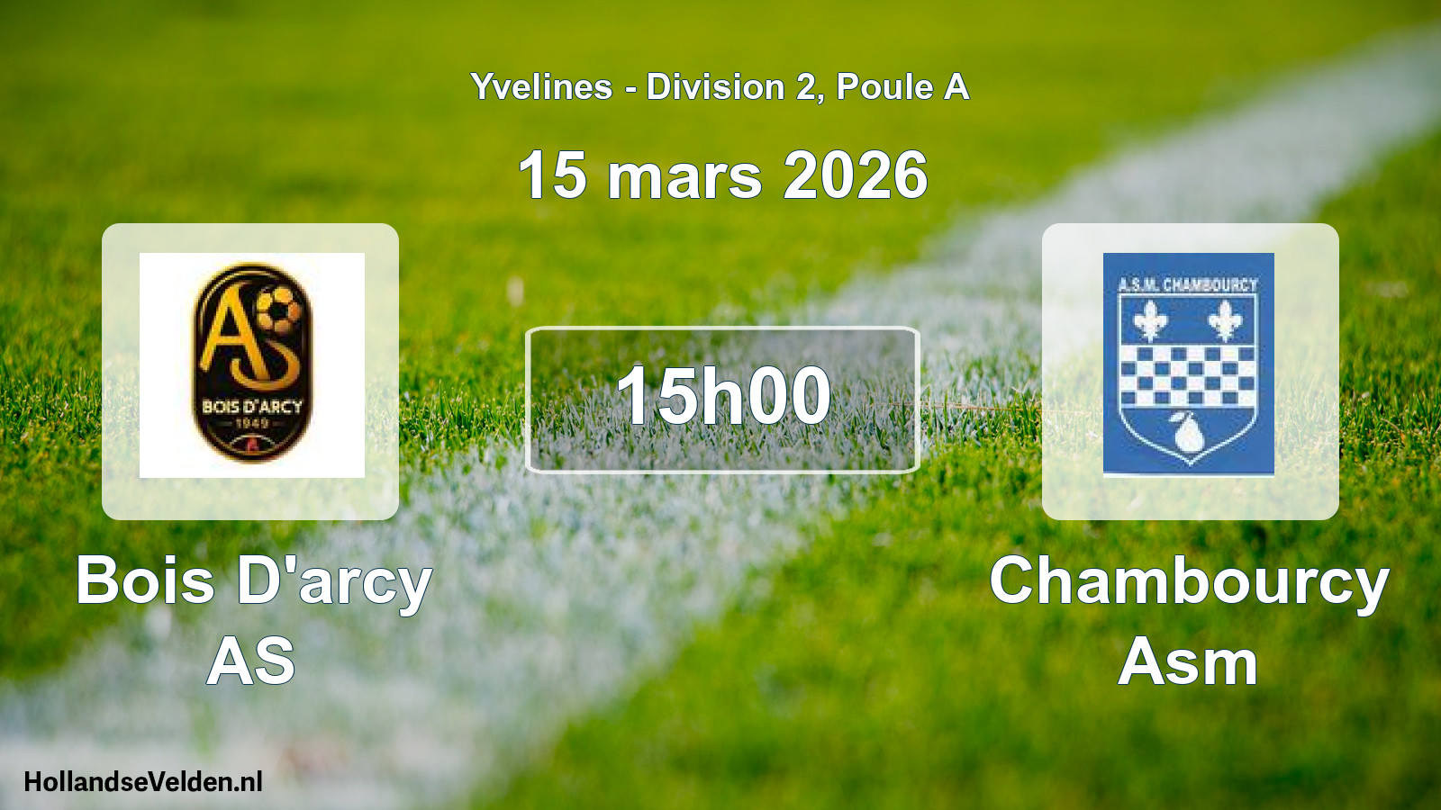 Match programmé: Bois D'arcy AS - Chambourcy Asm (15 mars 2026)