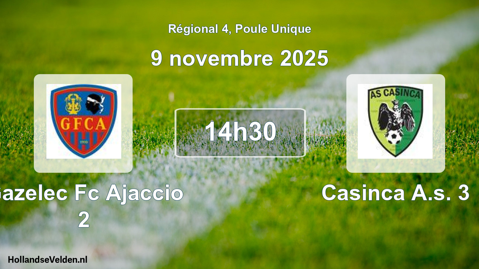 Geplande wedstrijd: Gazelec Fc Ajaccio 2 - Casinca A.s. 3 (9 november 2025)