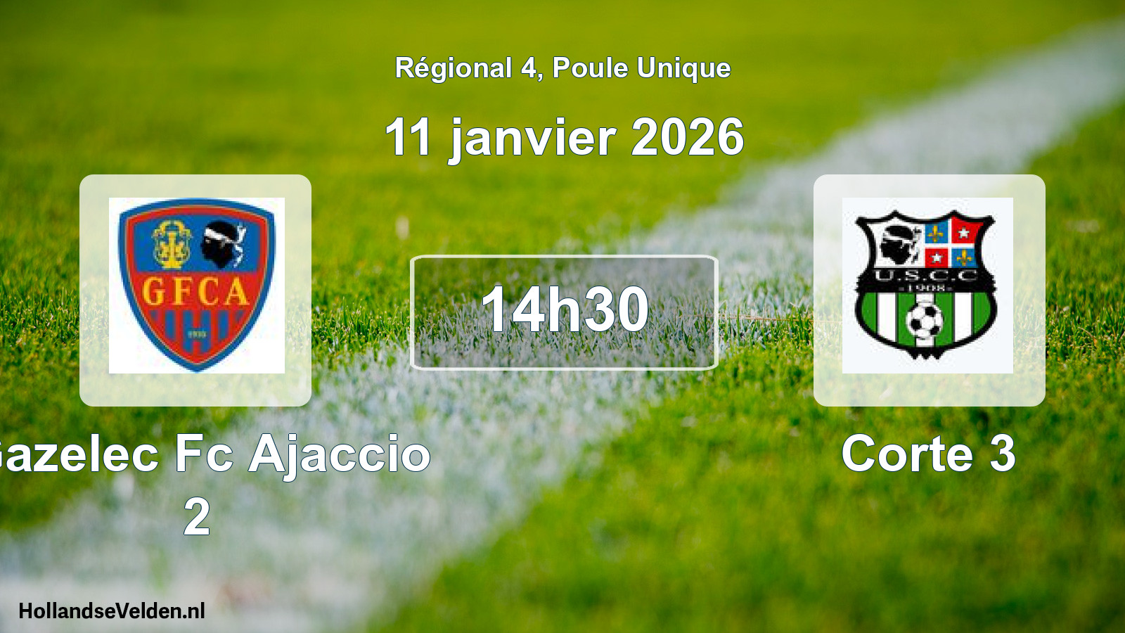 Geplande wedstrijd: Gazelec Fc Ajaccio 2 - Corte 3 (11 janvier 2026)