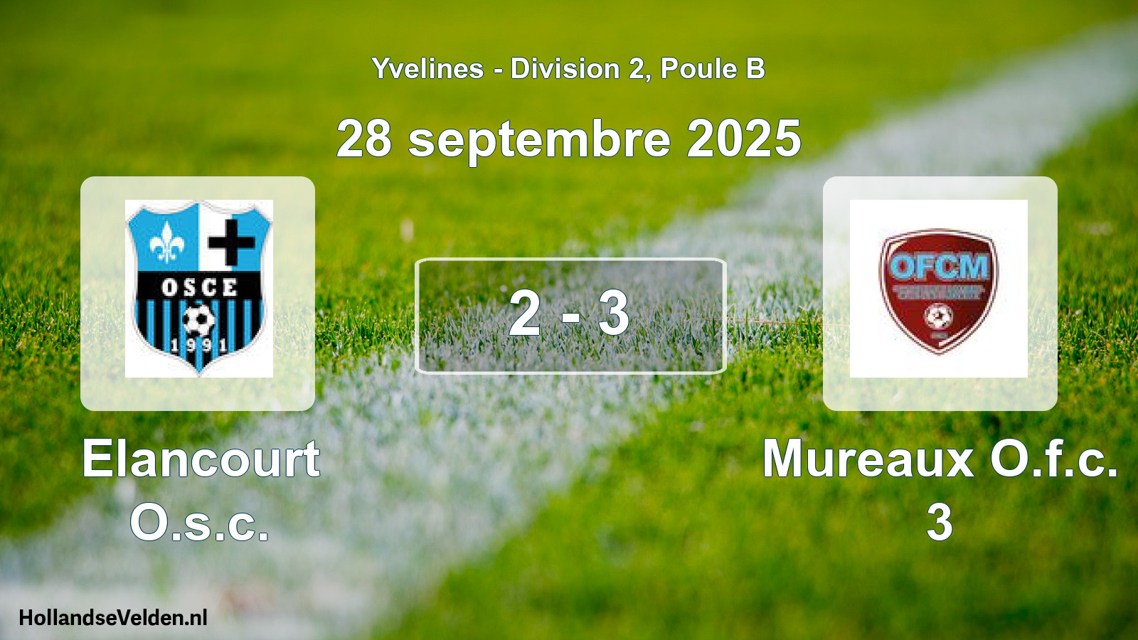 Match joué: Elancourt O.s.c. - Mureaux O.f.c. 3 2 - 3 (28 septembre 2025)