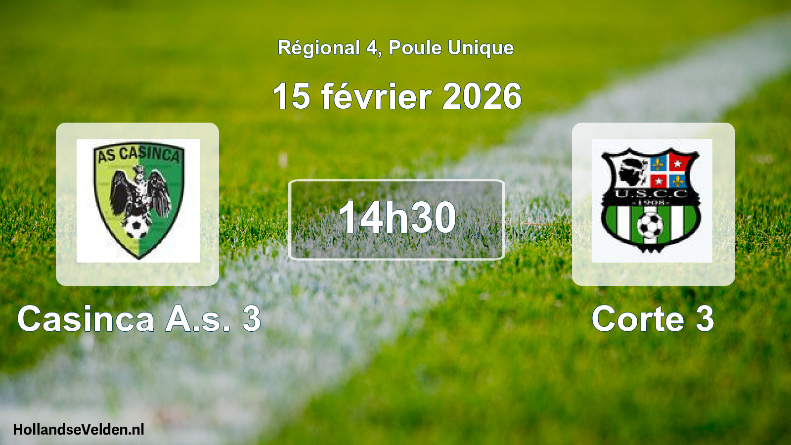 Geplande wedstrijd: Casinca A.s. 3 - Corte 3 (15 février 2026)