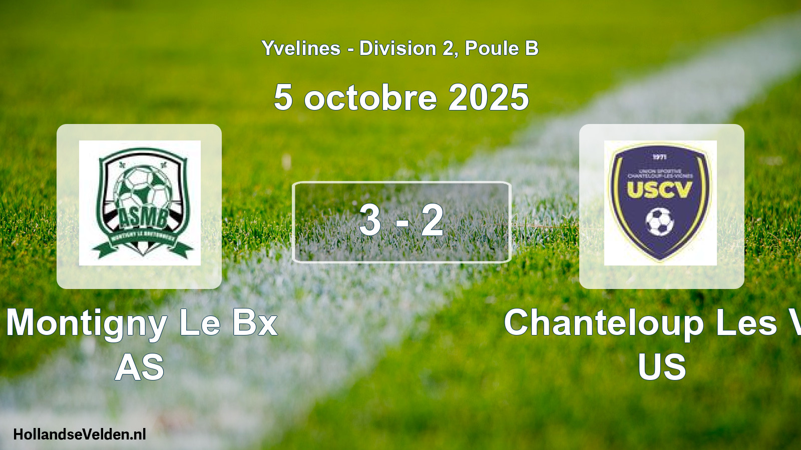 Total number of matches played: Montigny Le Bx AS - Chanteloup Les V. US 3 - 2 (5 October 2025)