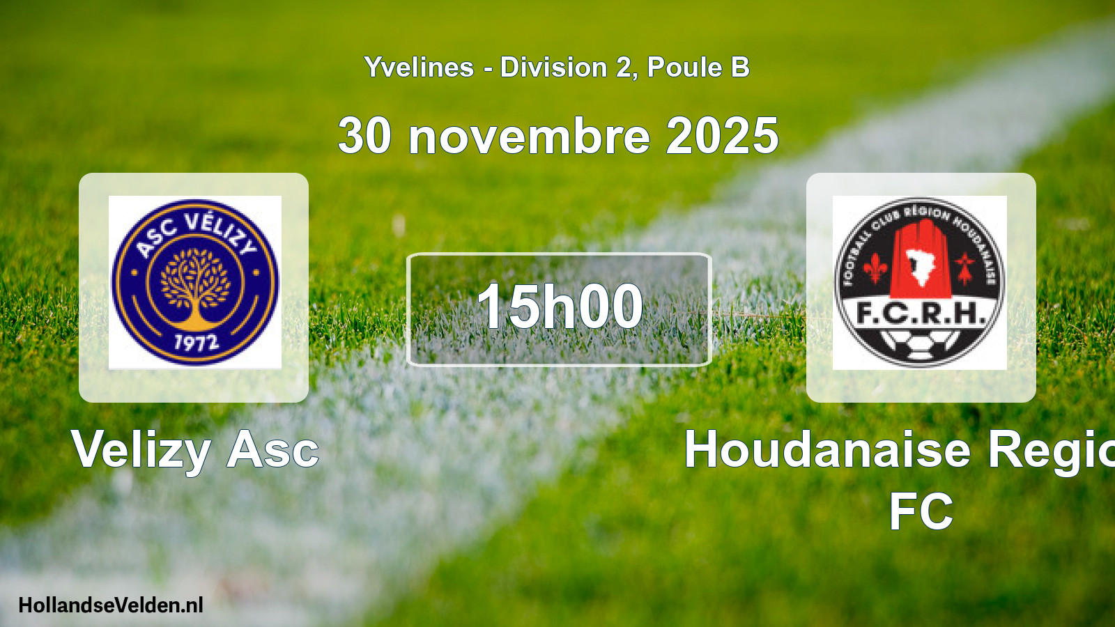 Match programmé: Velizy Asc - Houdanaise Region FC (30 novembre 2025)