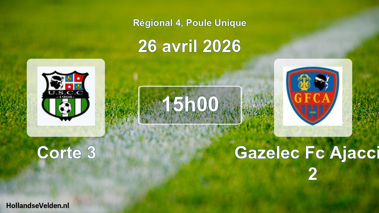 Geplande wedstrijd: Corte 3 - Gazelec Fc Ajaccio 2 (26 avril 2026)