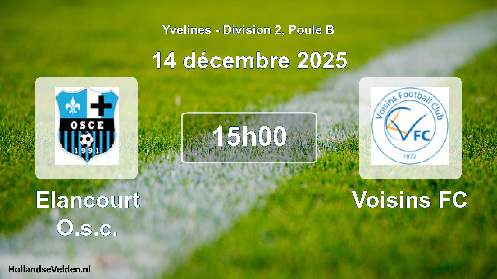 Match programmé: Elancourt O.s.c. - Voisins FC (14 décembre 2025)