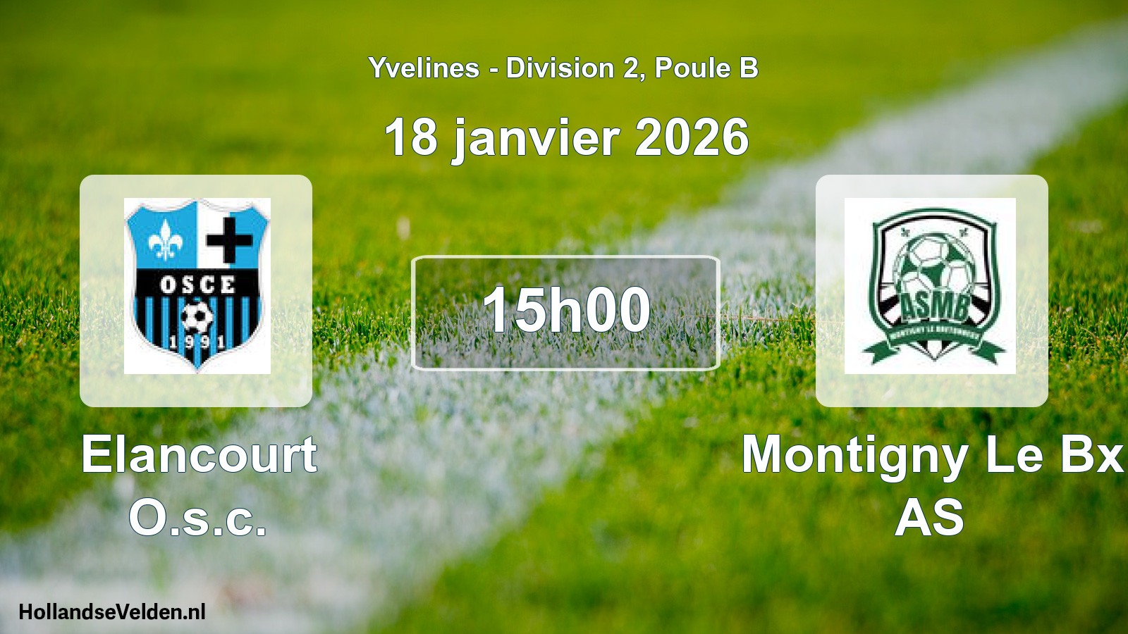 Match programmé: Elancourt O.s.c. - Montigny Le Bx AS (18 janvier 2026)