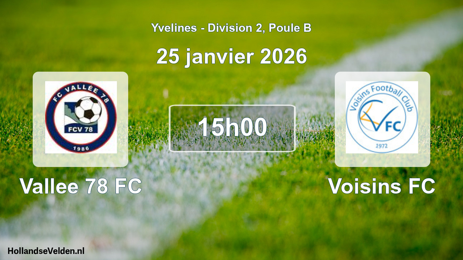 Match programmé: Vallee 78 FC - Voisins FC (25 janvier 2026)