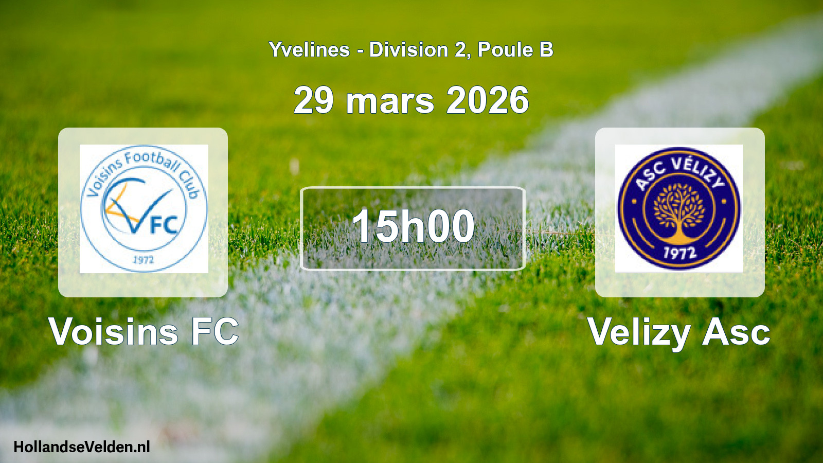 Match programmé: Voisins FC - Velizy Asc (29 mars 2026)