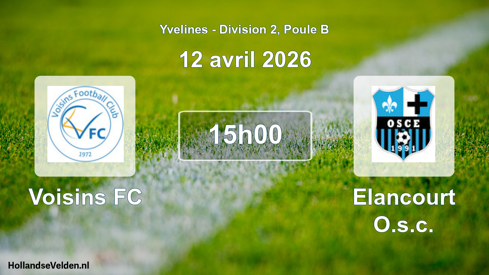 Match programmé: Voisins FC - Elancourt O.s.c. (12 avril 2026)