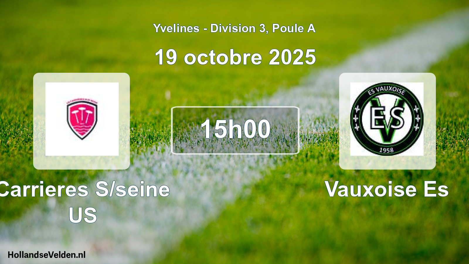 Match programmé: Carrieres S/seine US - Vauxoise Es (19 octobre 2025)
