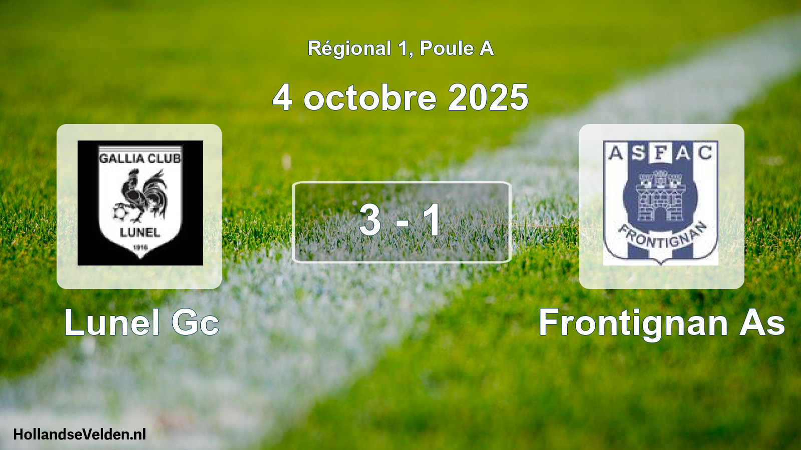 Gespeelde wedstrijd: Lunel Gc - Frontignan As 3 - 1 (4 oktober 2025)