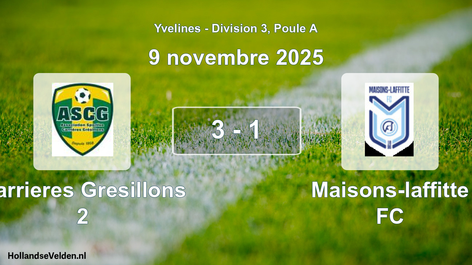Match joué: Carrieres Gresillons 2 - Maisons-laffitte FC 3 - 1 (9 novembre 2025)