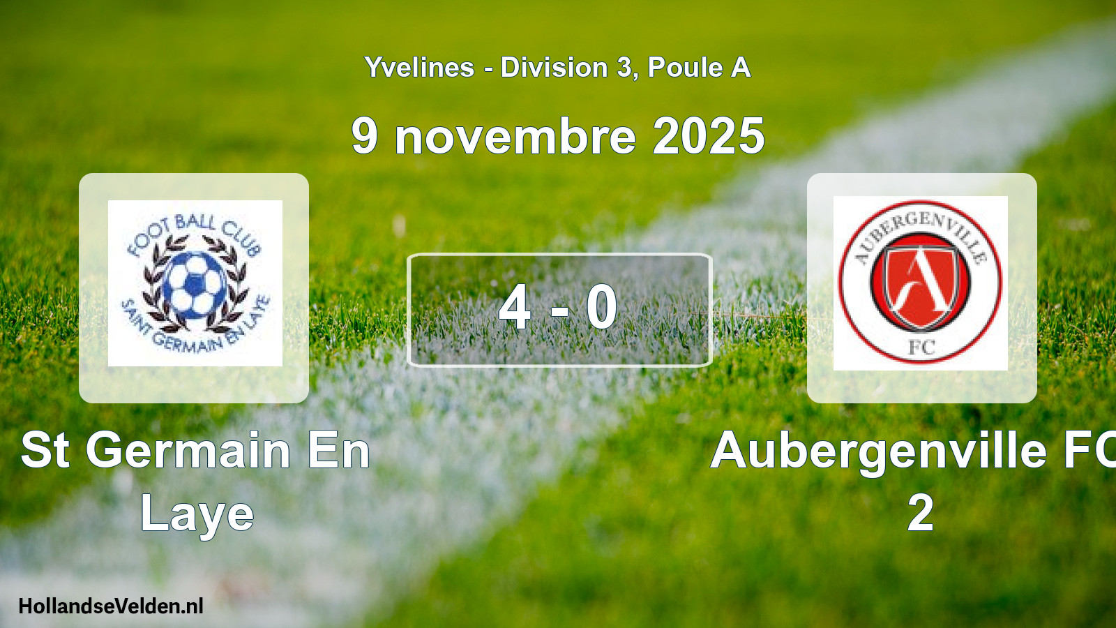Gespeelde wedstrijd: St Germain En Laye - Aubergenville FC 2 4 - 0 (9 november 2025)