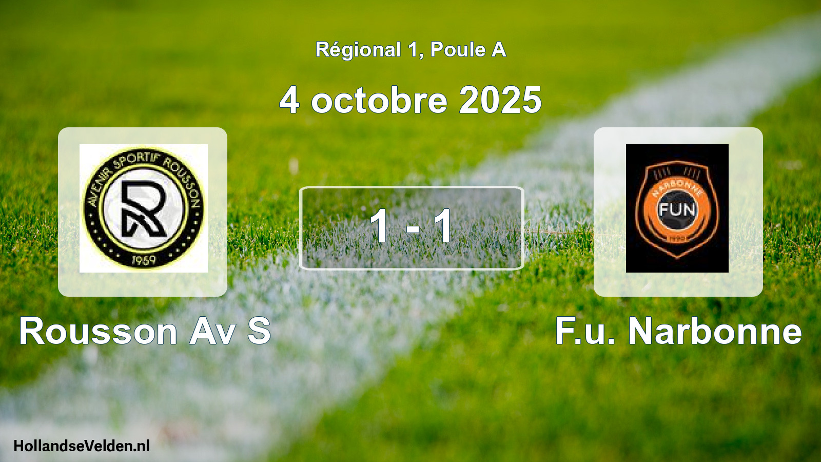 Gespeelde wedstrijd: Rousson Av S - F.u. Narbonne 1 - 1 (4 oktober 2025)