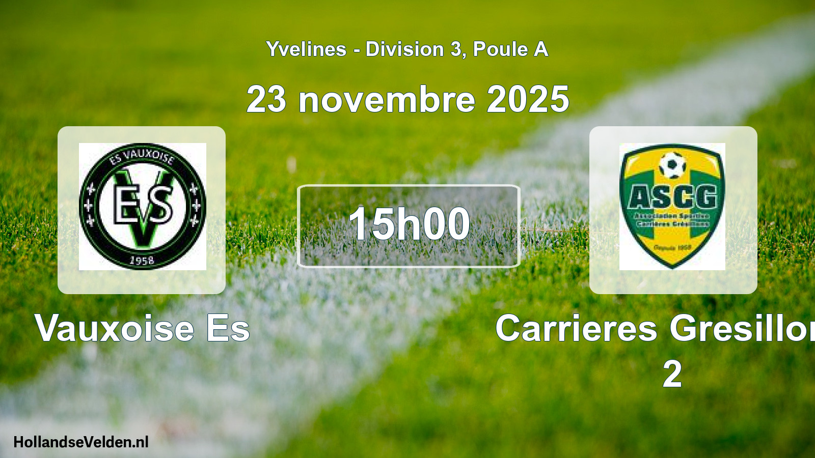 Match programmé: Vauxoise Es - Carrieres Gresillons 2 (23 novembre 2025)