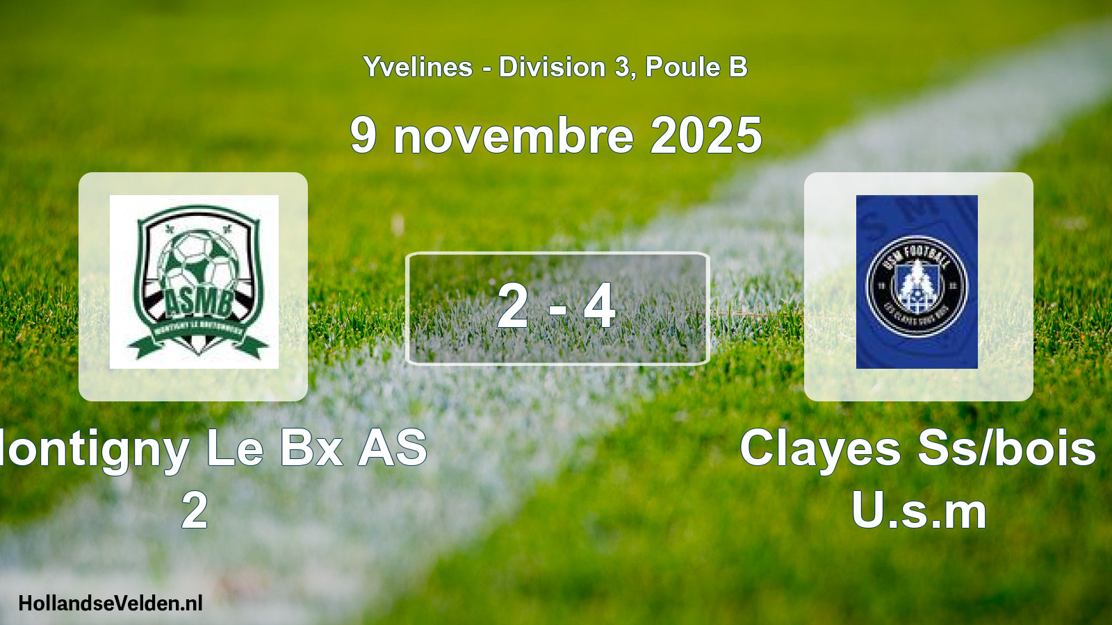 Match joué: Montigny Le Bx AS 2 - Clayes Ss/bois U.s.m 2 - 4 (9 novembre 2025)