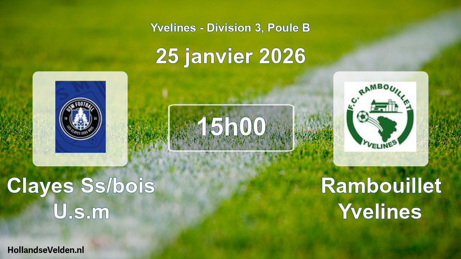 Match programmé: Clayes Ss/bois U.s.m - Rambouillet Yvelines (25 janvier 2026)