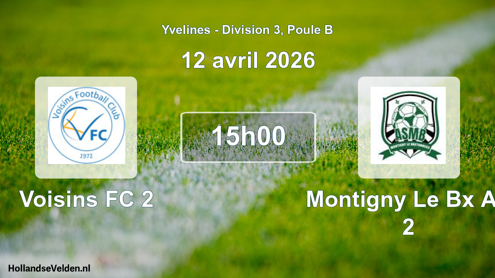 Match programmé: Voisins FC 2 - Montigny Le Bx AS 2 (12 avril 2026)