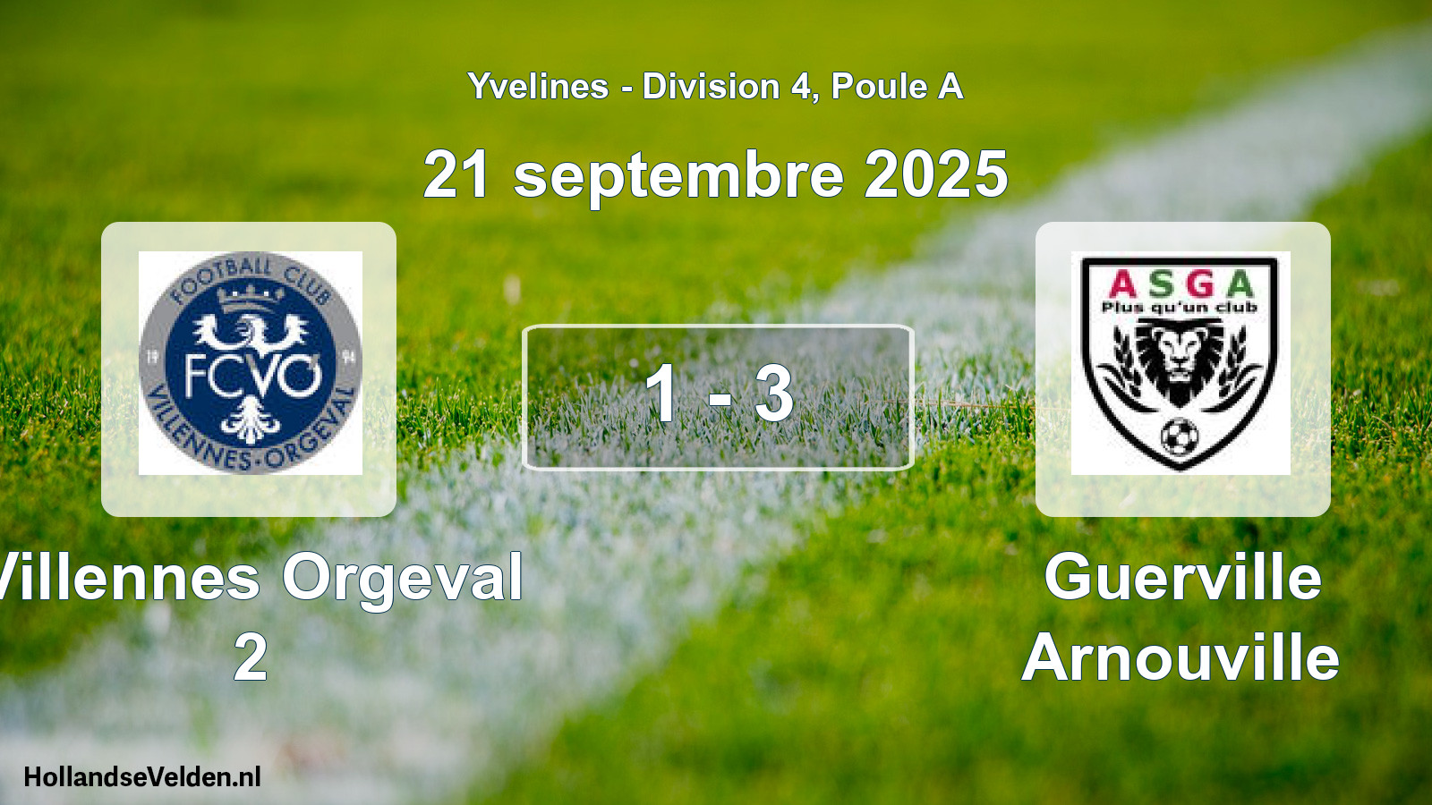 Gespeelde wedstrijd: Villennes Orgeval 2 - Guerville Arnouville 1 - 3 (21 september 2025)