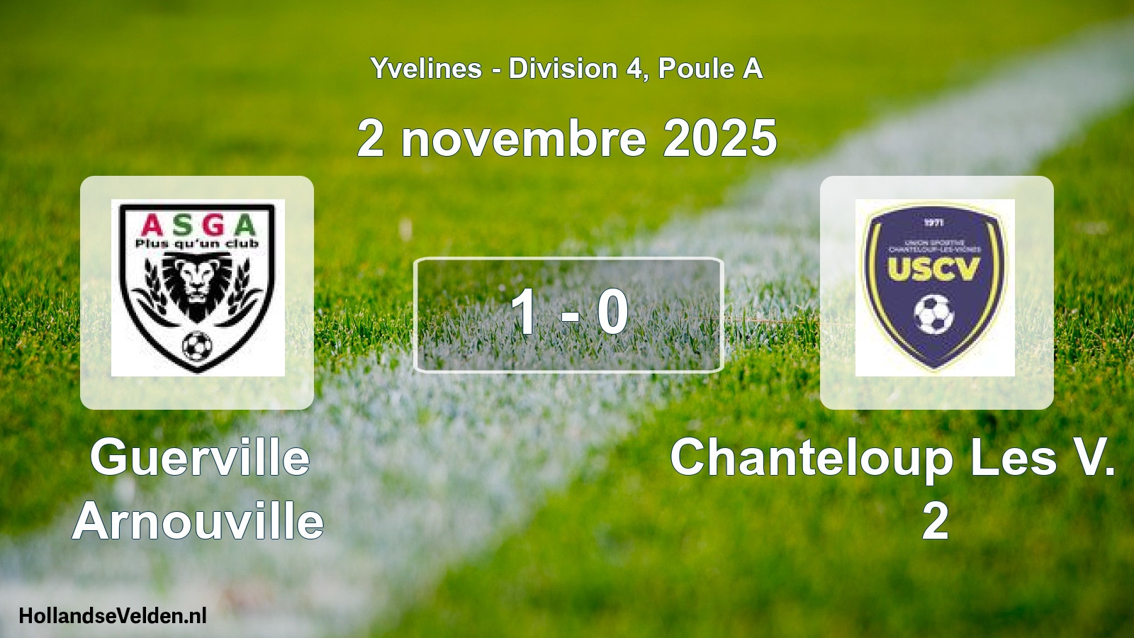 Total number of matches played: Guerville Arnouville - Chanteloup Les V. US 2 1 - 0 (2 November 2025)