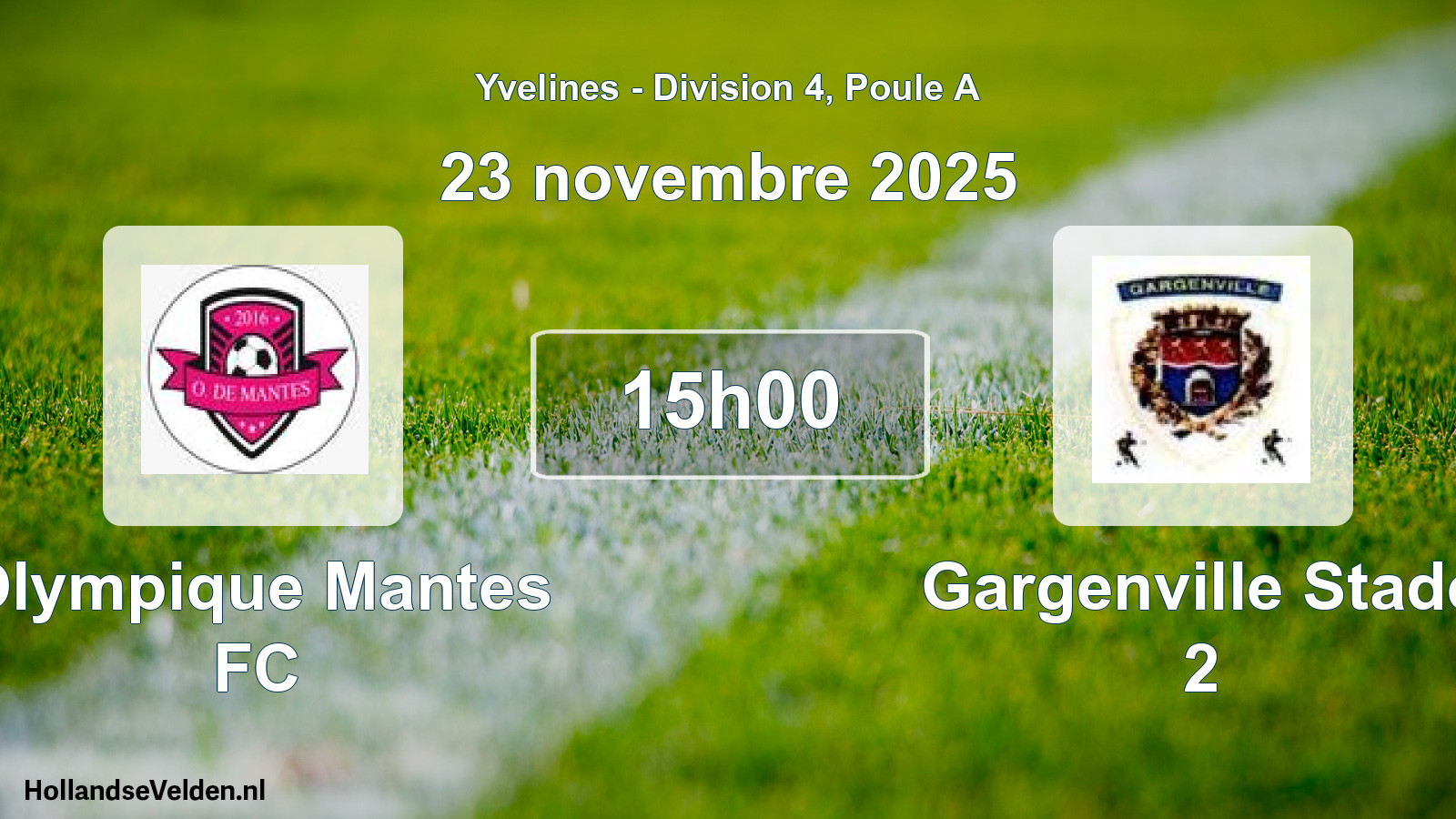 Match programmé: Olympique Mantes FC - Gargenville Stade 2 (23 novembre 2025)