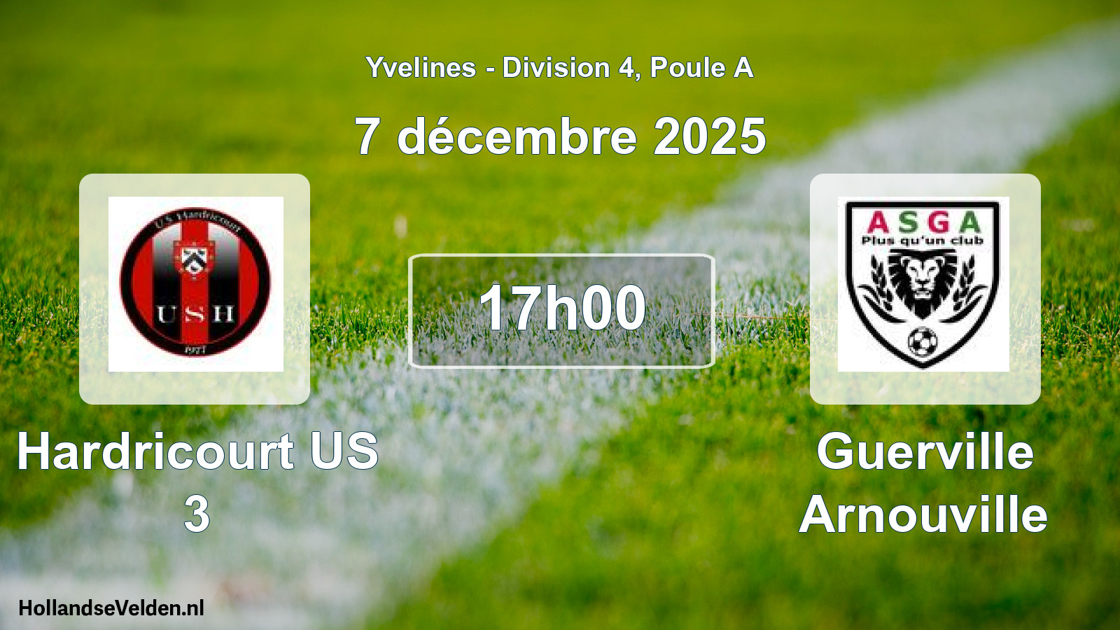 Match programmé: Hardricourt US 3 - Guerville Arnouville (7 décembre 2025)