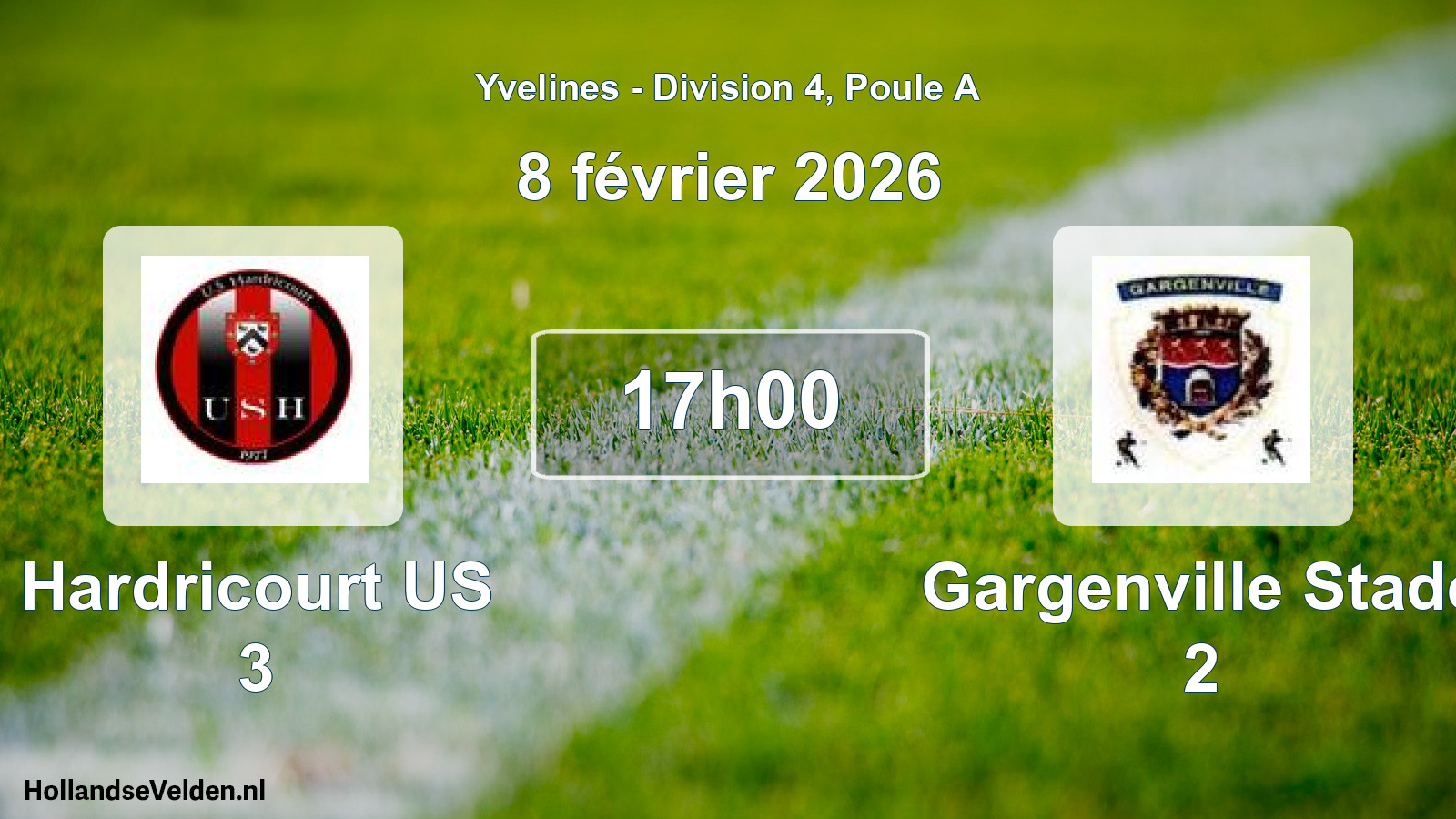 Match programmé: Hardricourt US 3 - Gargenville Stade 2 (8 février 2026)