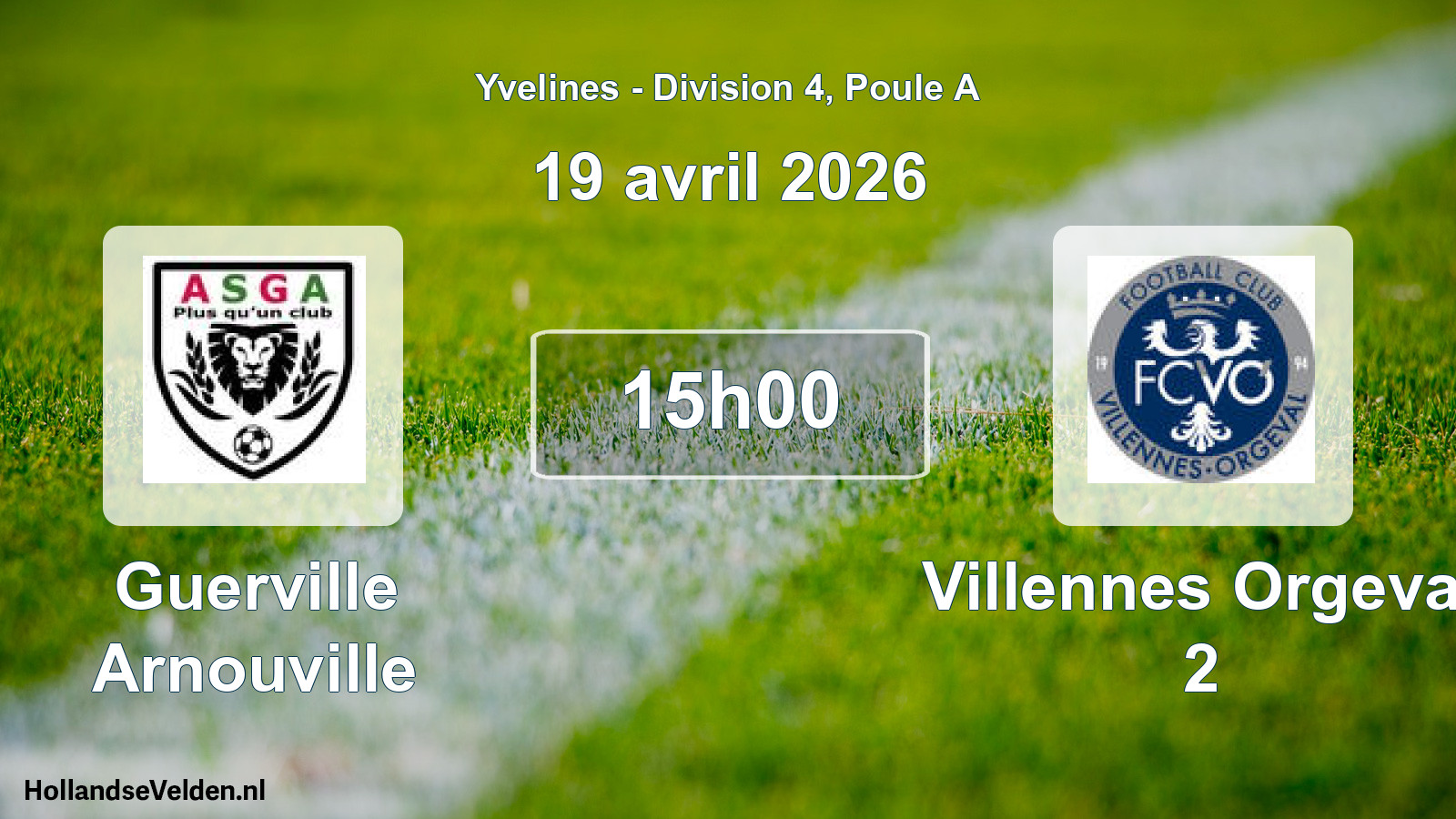 Match programmé: Guerville Arnouville - Villennes Orgeval 2 (19 avril 2026)