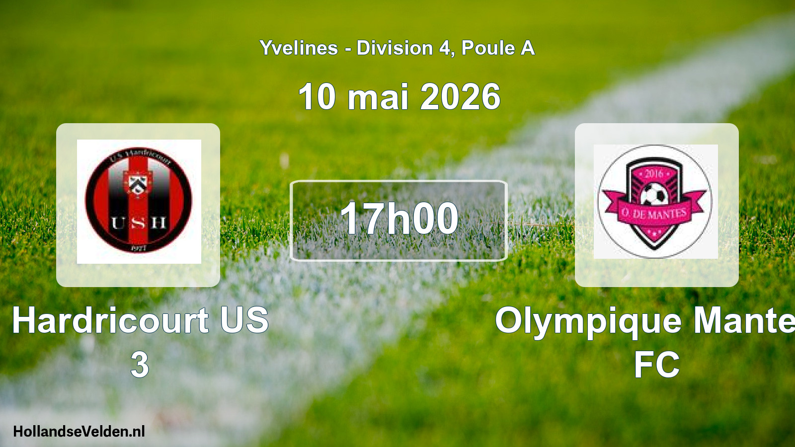 Match programmé: Hardricourt US 3 - Olympique Mantes FC (10 mai 2026)
