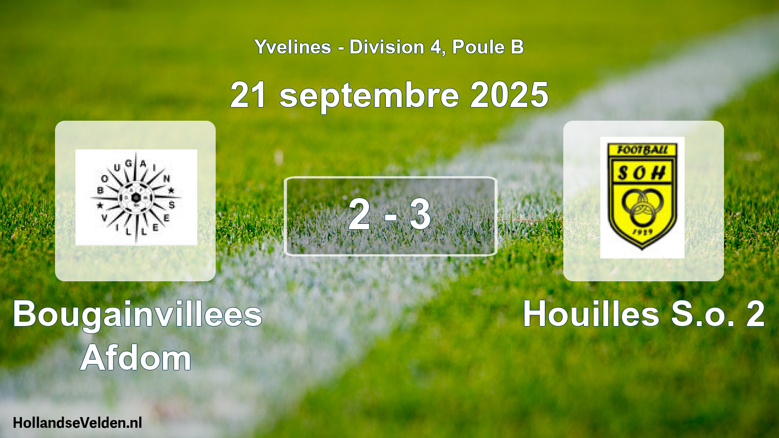 Match joué: Bougainvillees Afdom - Houilles S.o. 2 2 - 3 (21 septembre 2025)
