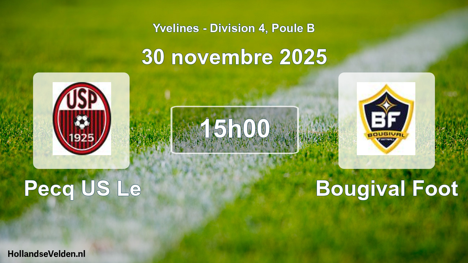 Match programmé: Pecq US Le - Bougival Foot (30 novembre 2025)
