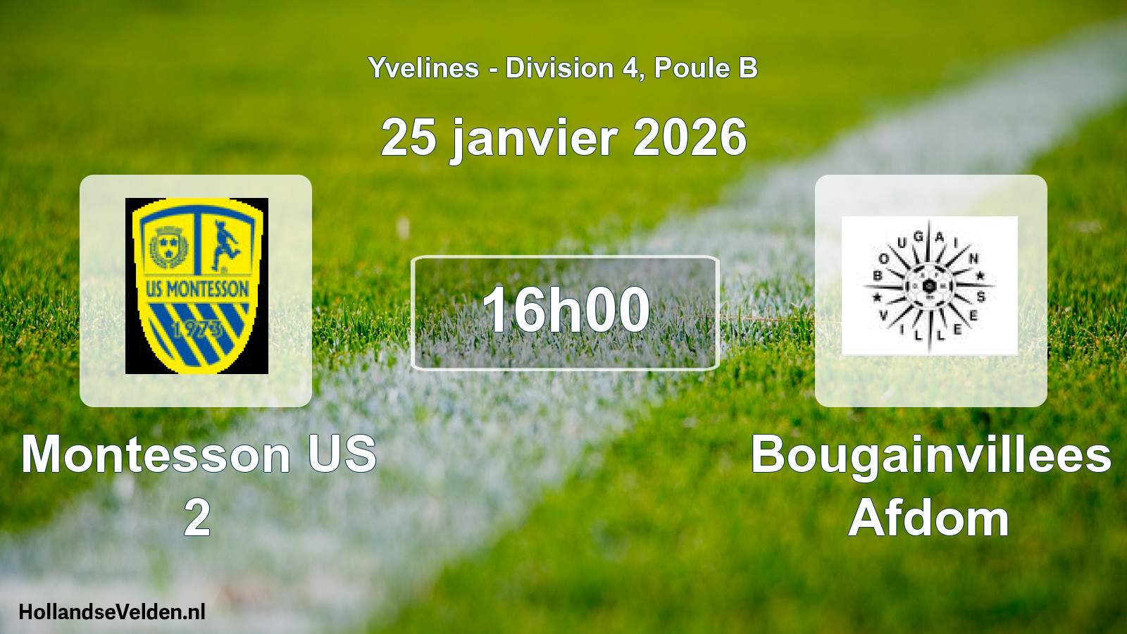 Geplande wedstrijd: Montesson US 2 - Bougainvillees Afdom (25 januari 2026)