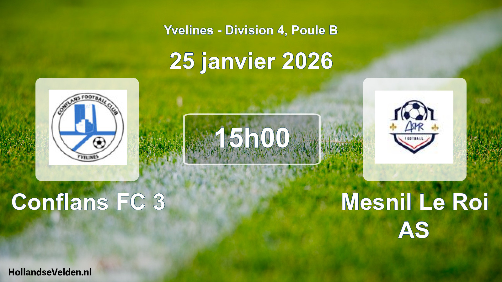 Match programmé: Conflans FC 3 - Mesnil Le Roi AS (25 janvier 2026)