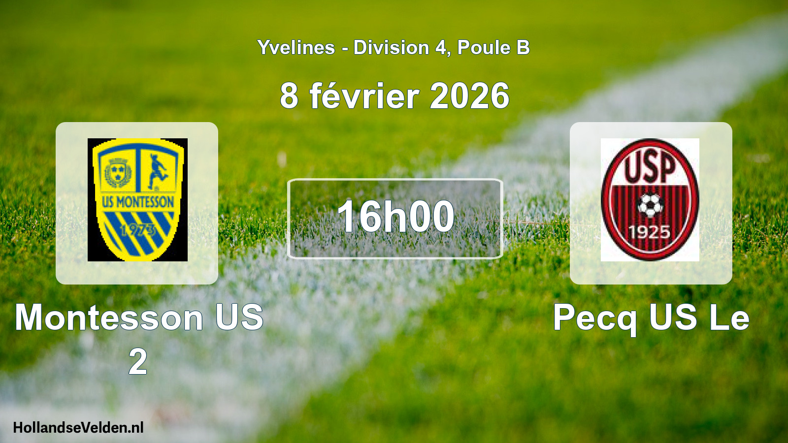 Match programmé: Montesson US 2 - Pecq US Le (8 février 2026)