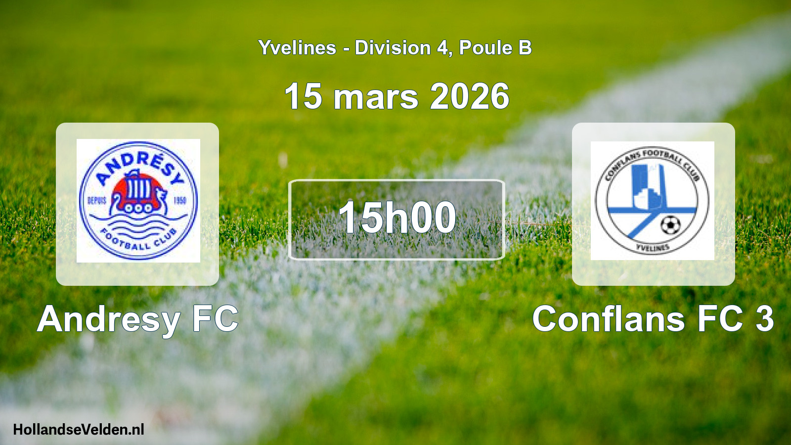 Match programmé: Andresy FC - Conflans FC 3 (15 mars 2026)