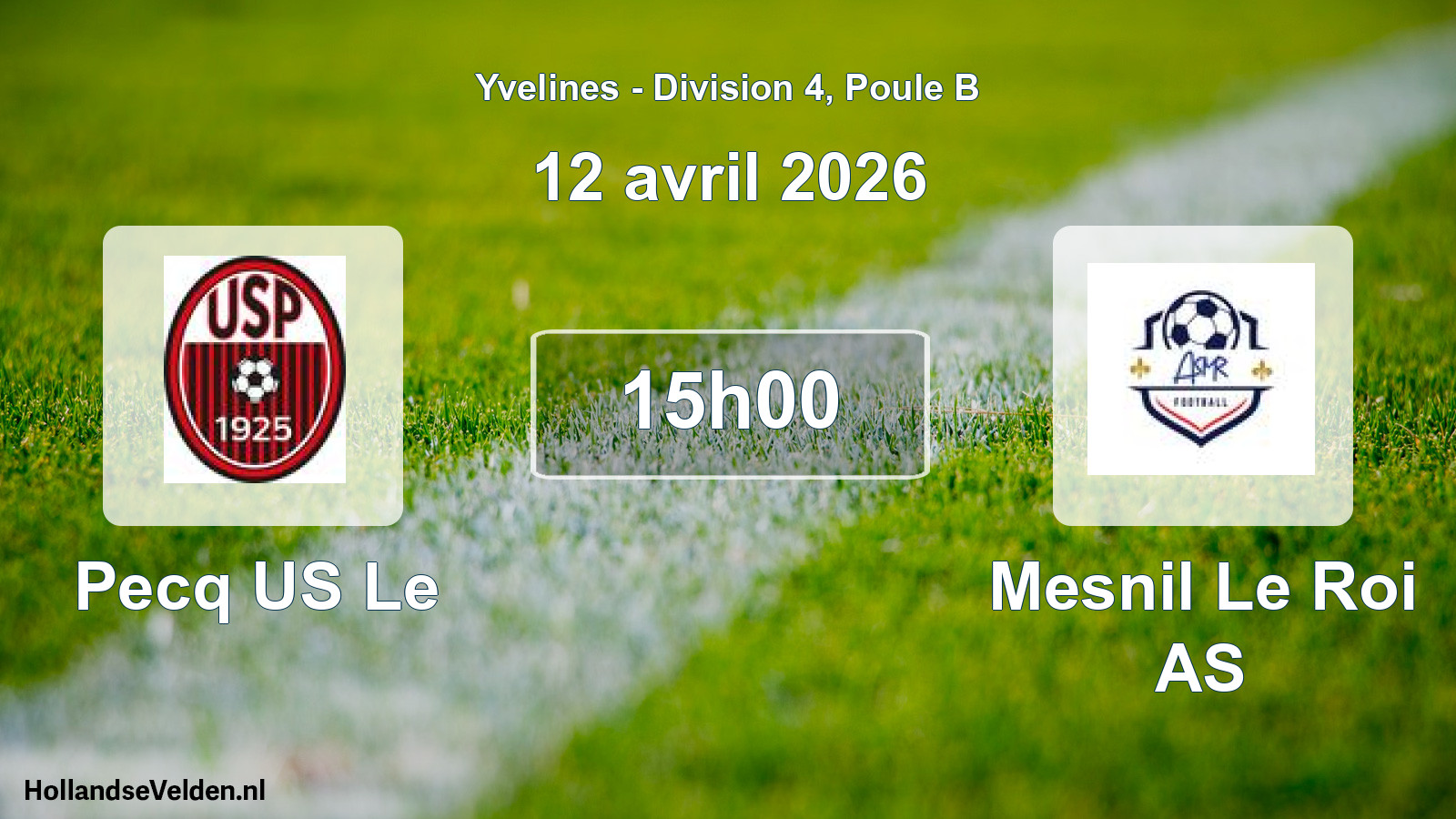 Match programmé: Pecq US Le - Mesnil Le Roi AS (12 avril 2026)