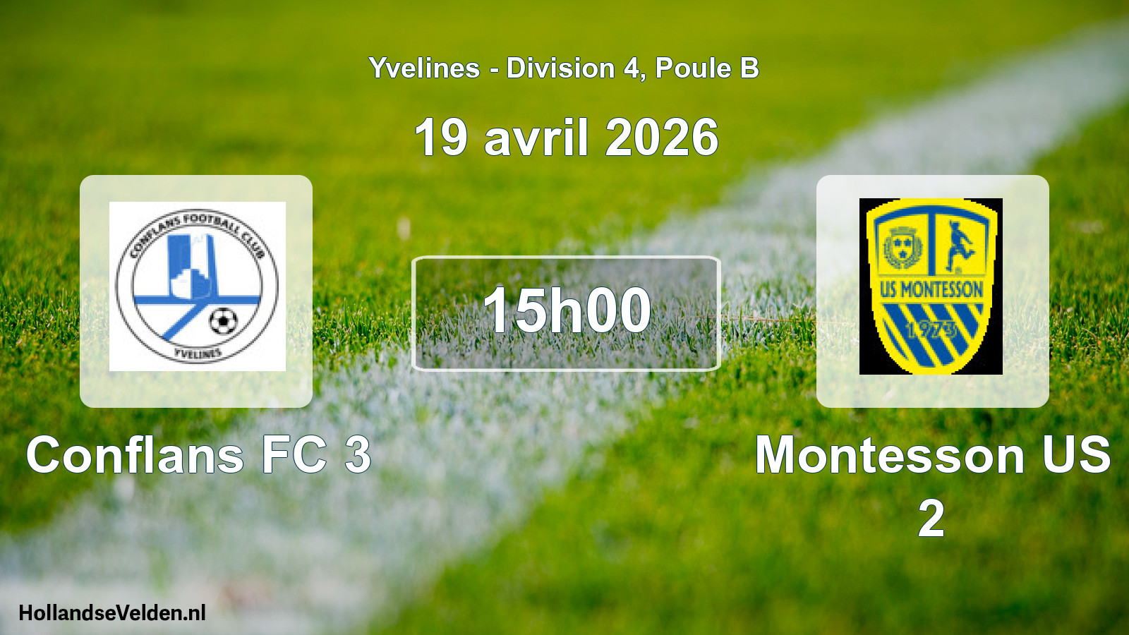 Match programmé: Conflans FC 3 - Montesson US 2 (19 avril 2026)