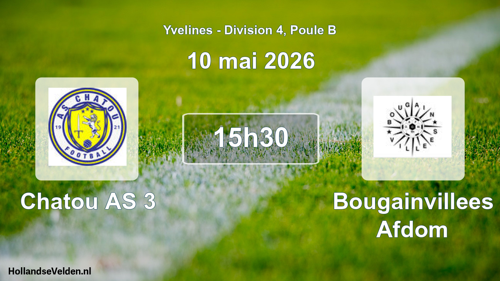 Match programmé: Chatou AS 3 - Bougainvillees Afdom (10 mai 2026)