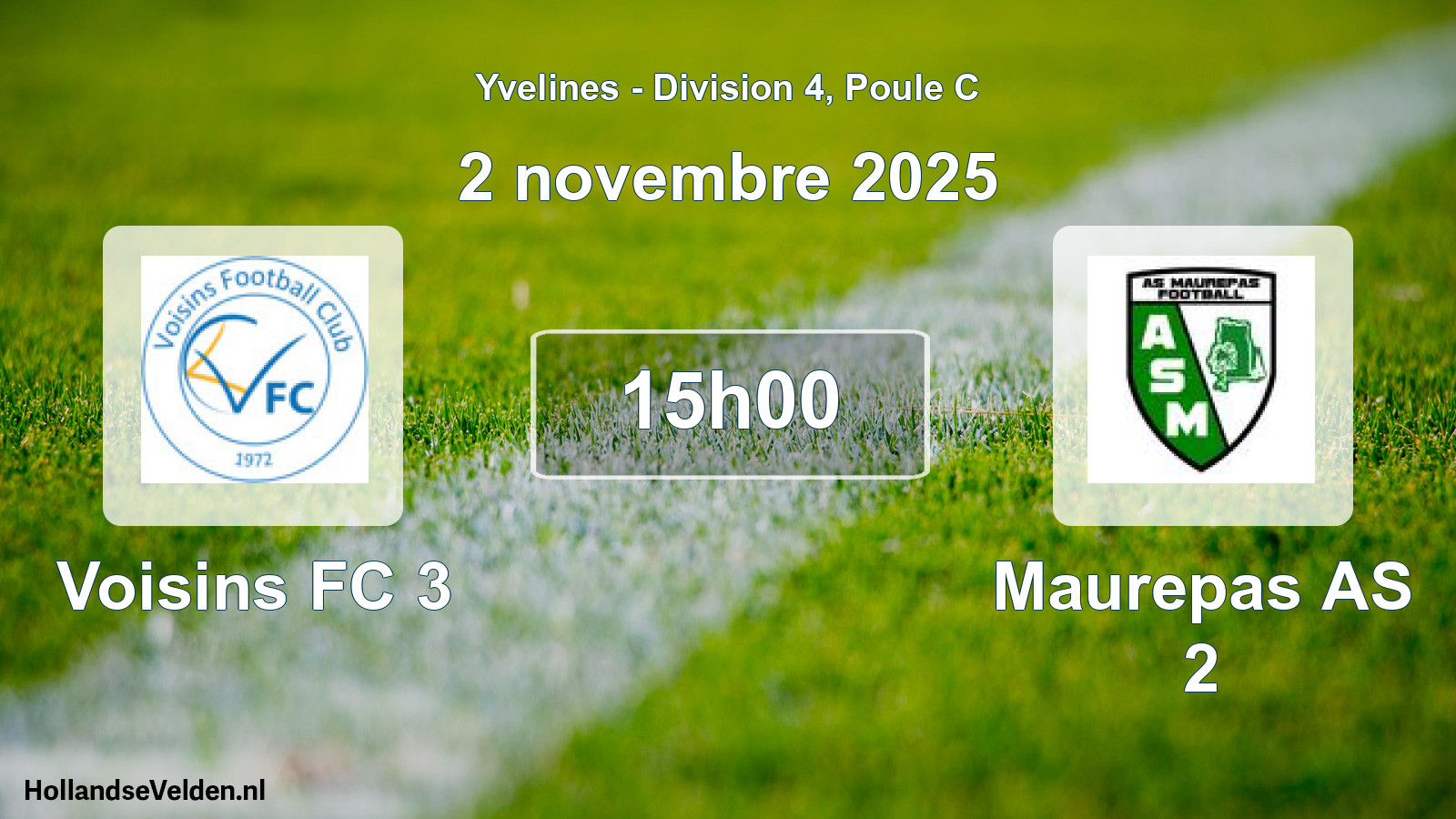 Match programmé: Voisins FC 3 - Maurepas AS 2 (2 novembre 2025)