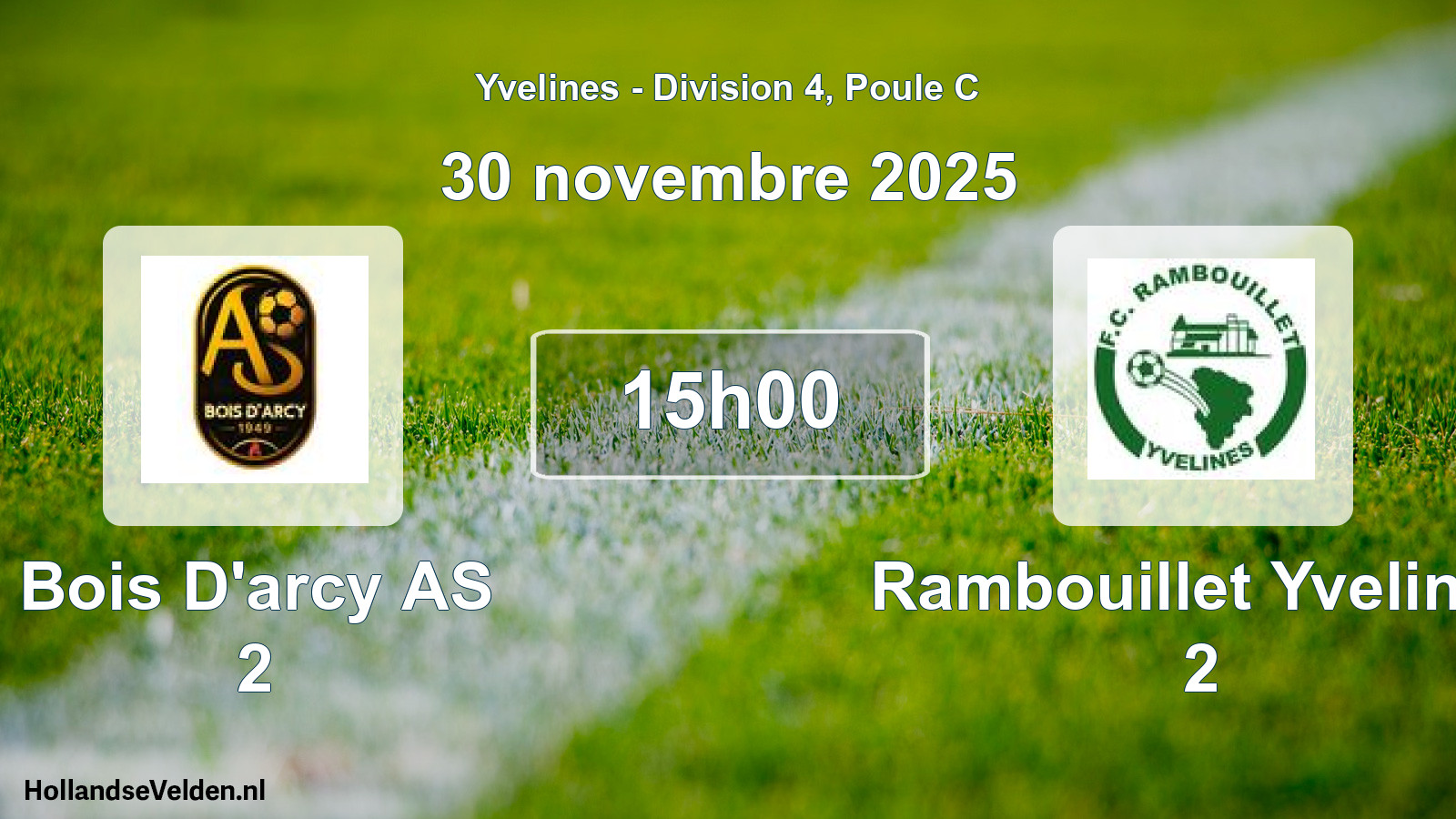 Match programmé: Bois D'arcy AS 2 - Rambouillet Yvelines 2 (30 novembre 2025)