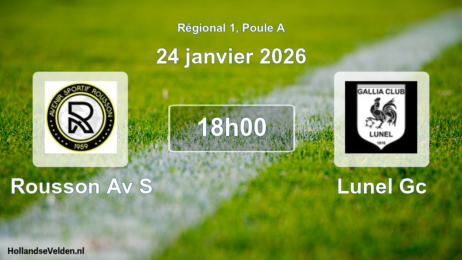 Geplande wedstrijd: Rousson Av S - Lunel Gc (24 januari 2026)