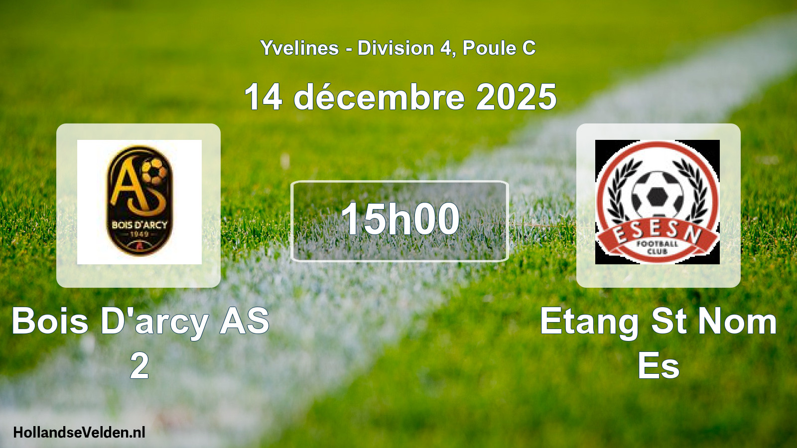 Match programmé: Bois D'arcy AS 2 - Etang St Nom Es (14 décembre 2025)