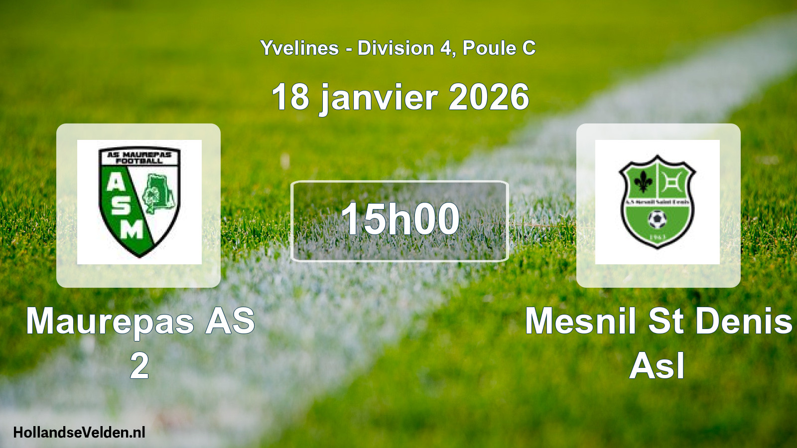 Match programmé: Maurepas AS 2 - Mesnil St Denis Asl (18 janvier 2026)